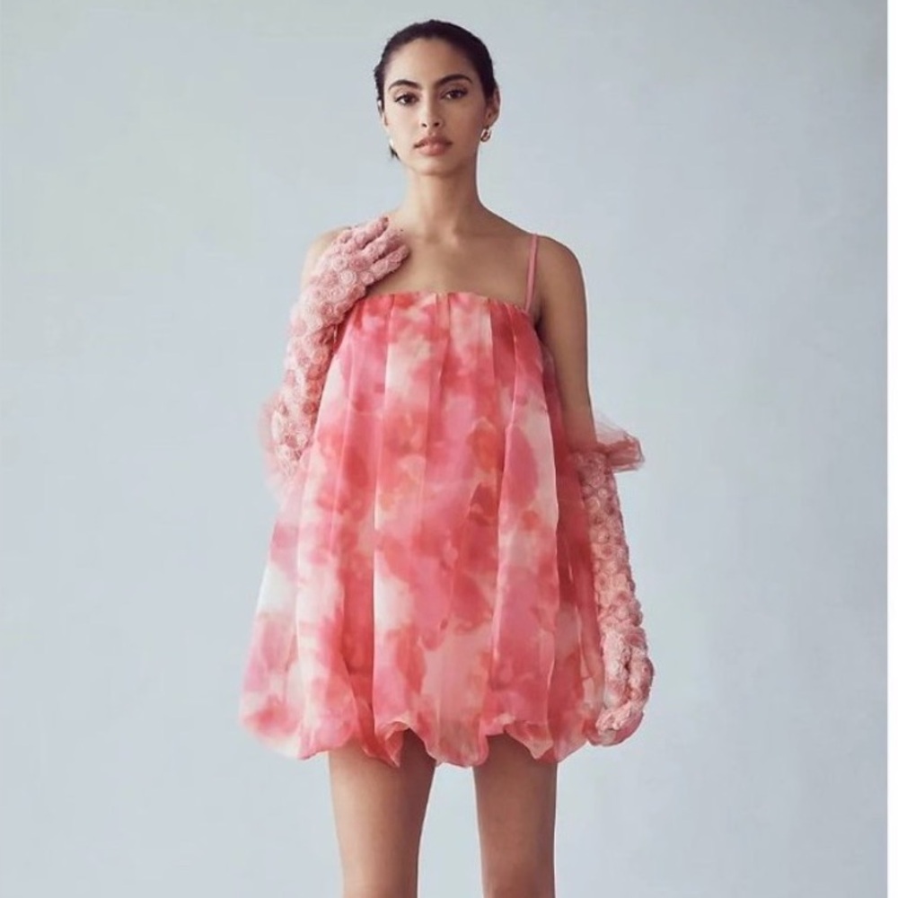 Sunday In Brooklyn Vibrant Pink Floral Bubble Dress